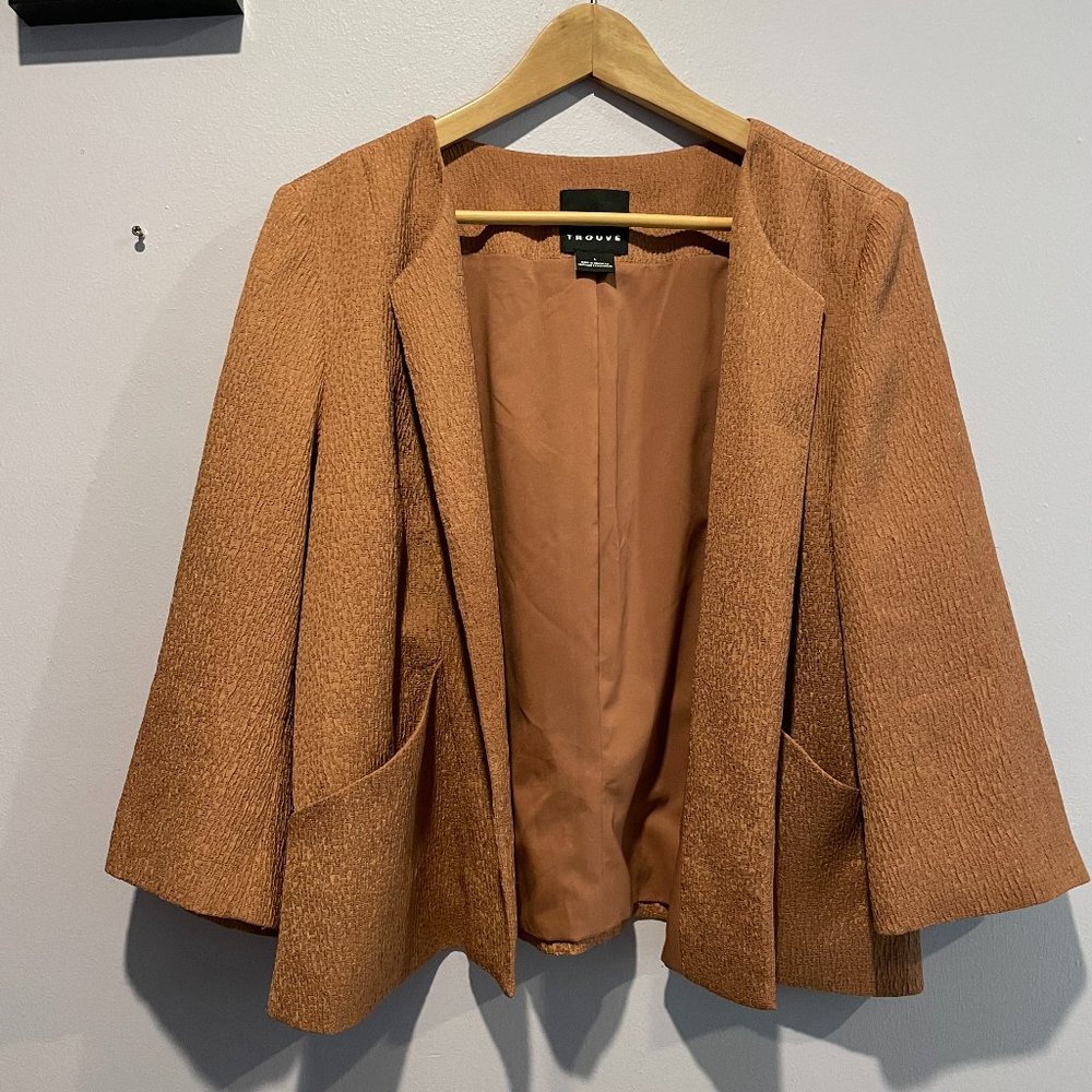 Trouve Gold Textured Blazer